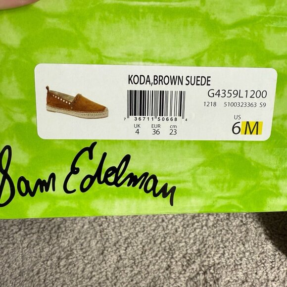 Sam Edelman Koda Brown Suede Espadrille Flats Studded Slip On Shoes 6 - Picture 8 of 9